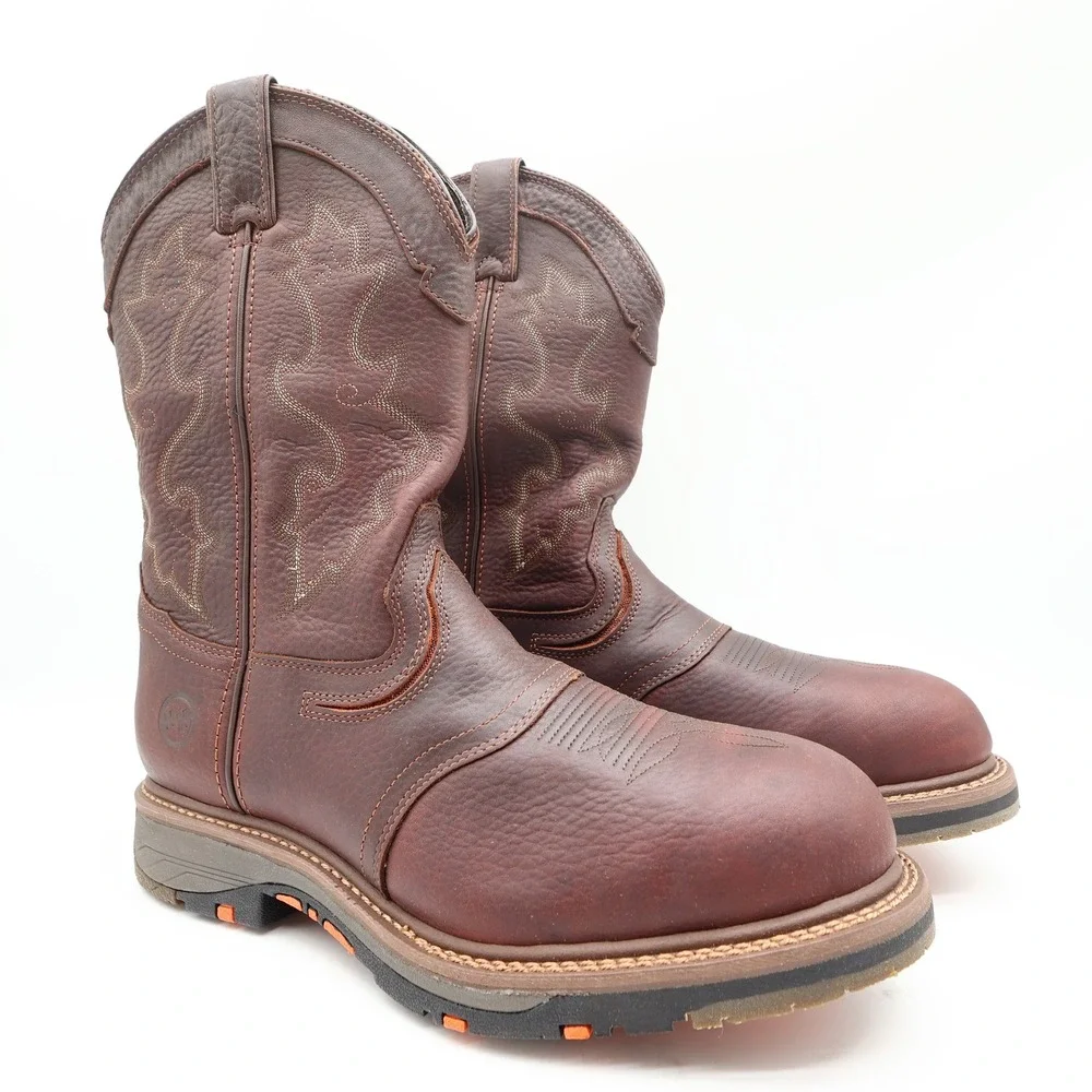 Double-H Modern Roper Work Boots Mens 12 D Brown Leather Composite Toe NIB
